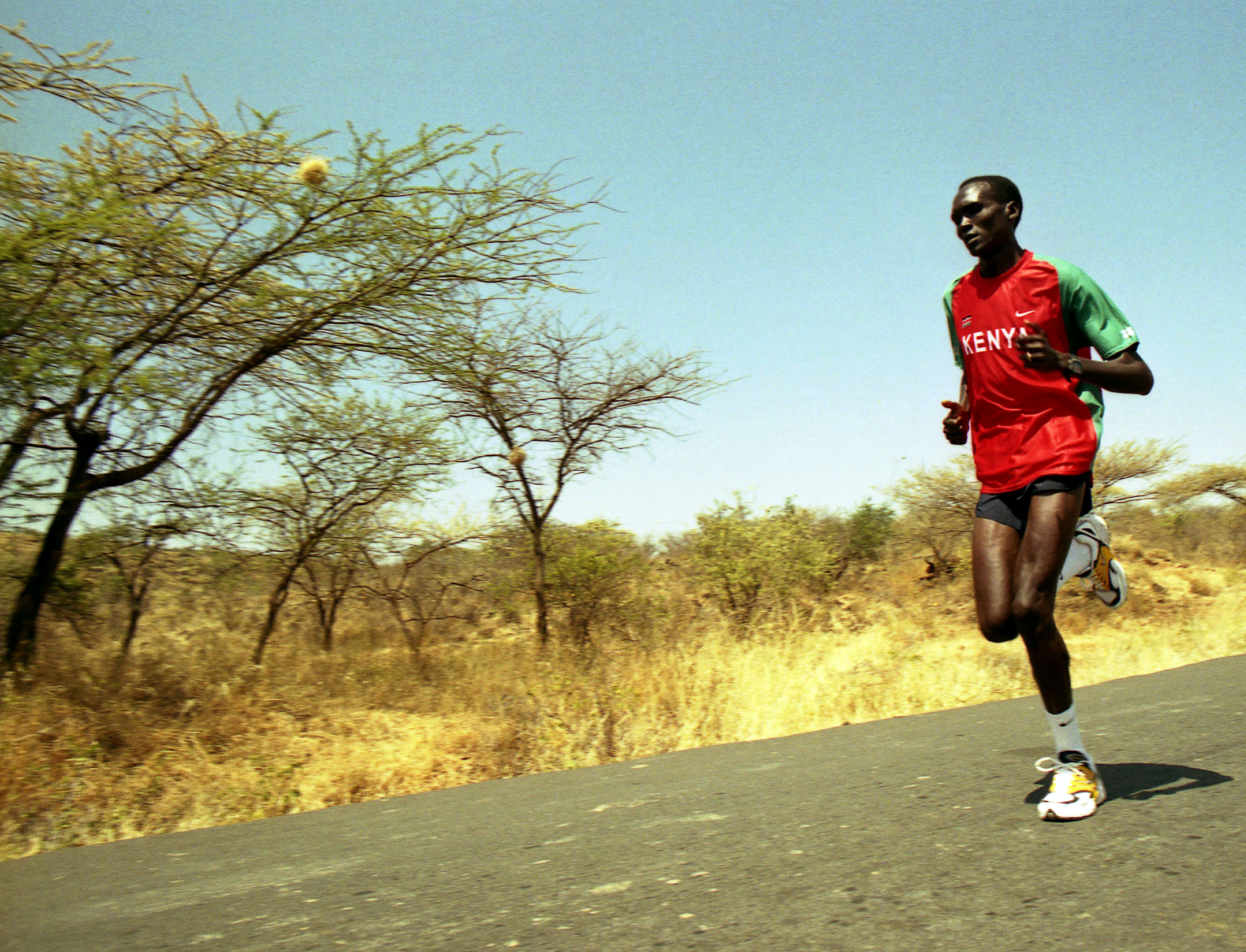 A world record marathon holder Paul Tergat from Kenya training before the olympic competion in Sydney 2005.Photo Antony Kaminju