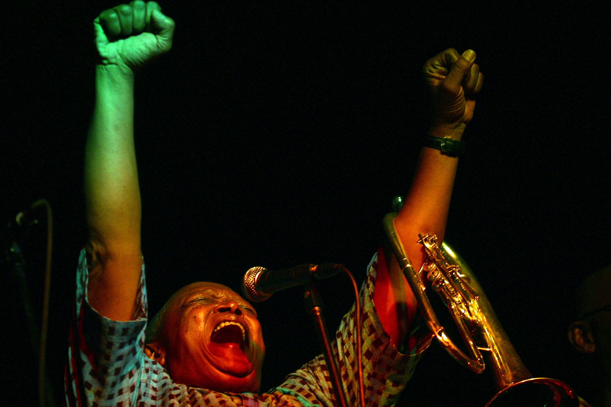 Bra Hugh Masekela performing in Newtown