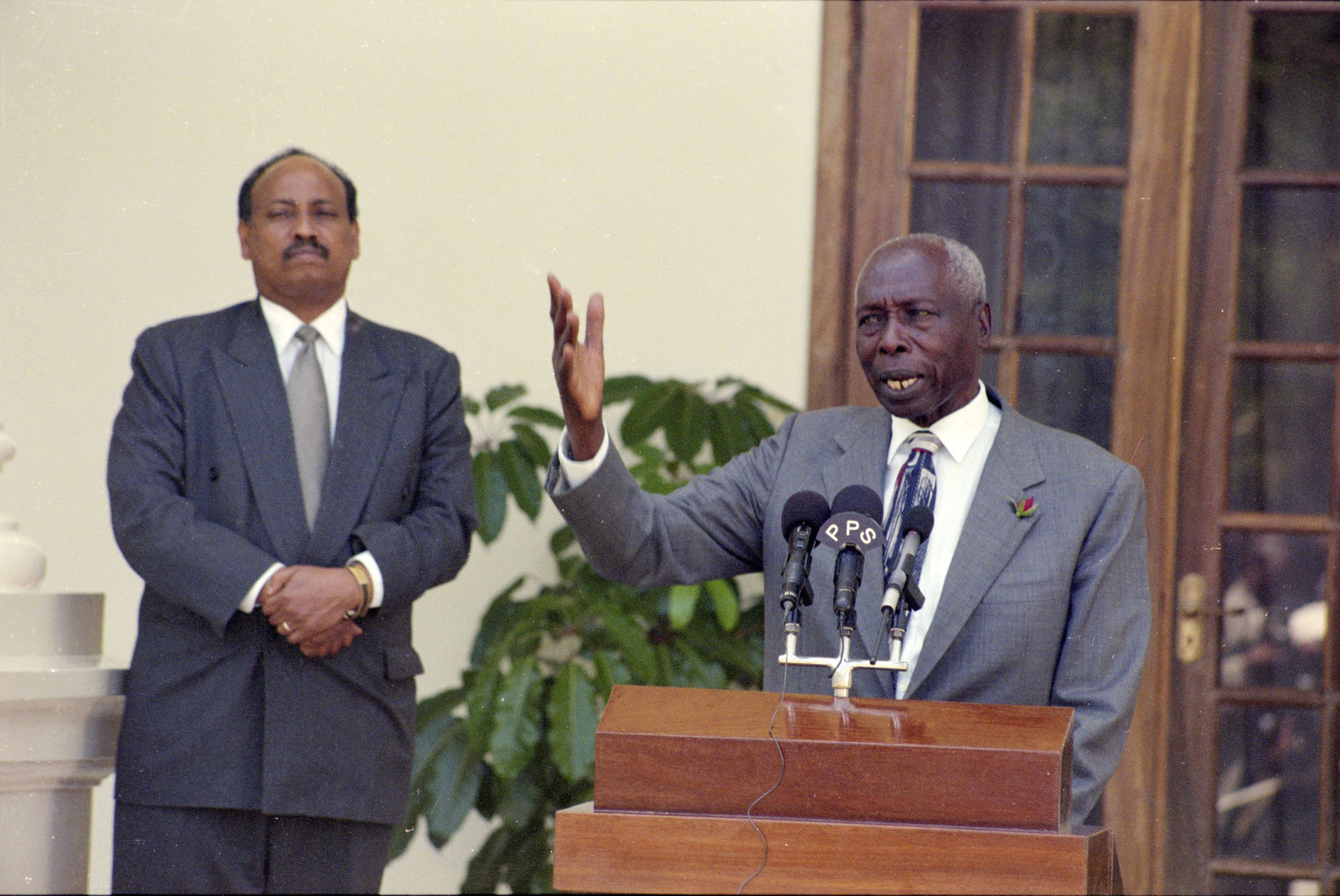 Former Kenya President Daniel-Toroitich Arap Moi & his foreign affairs Minister Mr Godaya Bondana
